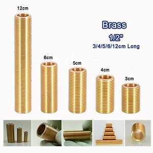 BSP 1/2&#034; Brass Running Nipple, Threaded Plumbing Fitting Long 3/4/5/6/8/10/12cm
