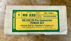 GREENLEE TOOL CO RS232 25 PIN CONNECTOR PUNCH SET IN ORIGINAL BOX AND CASE