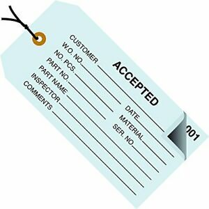 Aviditi G21012 Pre Strung Inspection Tag Legend&#034;Accepted&#034; 13 Point Cardstock ...