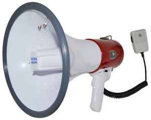 50 Watt Loud Megaphone Bullhorn, Volume Adjustable + Siren Mode, Shoulder Strap