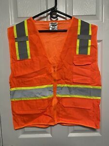ML KISHIGO Heavy Duty Hi-Visibility Orange Safety Vest [Medium] PLUS BONUS VEST