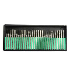 30 Packs Diamond Point Burr Bits Drill Accessories Tip Grinding 3mm Shanks