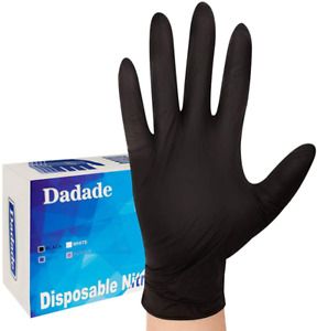 Black Nitrile Disposable Gloves Pack of 100, Latex Free Safety Working Gloves fo