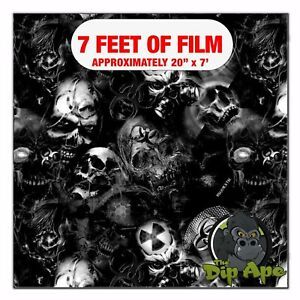 Hydrographic film Bio-Death Skulls Transparent 7&#039; x 20&#034; hydro dip dipping