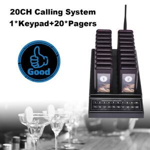 Wireless Paging Calling Equipment Keypad 1 Transmitter+20 Call Coaster Pagers