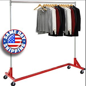 Commercial Garment Rack Z Rack - Rolling Clothes Heavy Duty Wheels Holds 400lbs