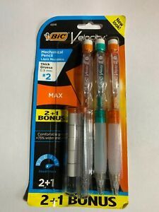 3pks each BiC Velocity Mechanical Pencils 0.9mm #2 Max Comfortable Grip Eraser