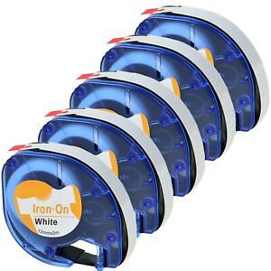5PK Iron on-White Fabric Label Tape LT-18771 for DYMO LetraTag Plus LT100T 100H