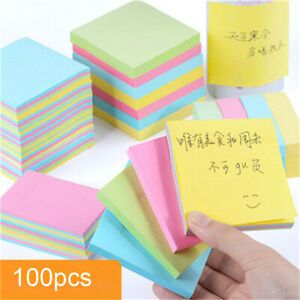 5 Colors Memo Sticker Paper 100 Pages Square Sticky Notes Office Station W4EX&amp;CR