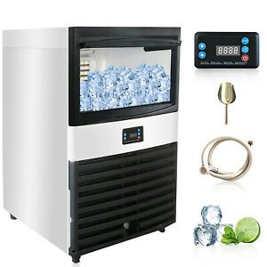 Stainless Steel Ice Maker Machine Countertop 110Lbs/24H Self-Clean w/LCD Display