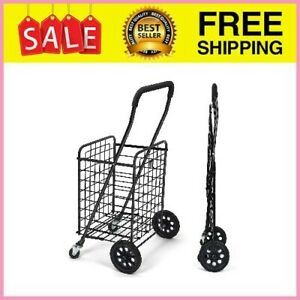 Shopping Cart with Dual Swivel Wheels for Groceries - Compact