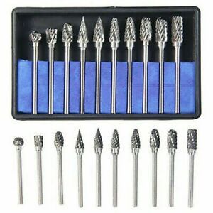 10*Rotary Burr Set Head Tungsten Carbide Burrs 1/4 Shank Die Grinder Bits Tool