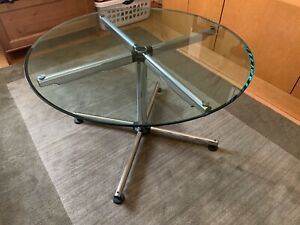 Used USM Kitos 35in by 22in high Round  Glass Coffee Office Table