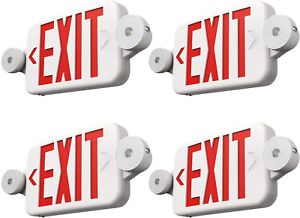 FREELICHT 4 Pack Exit Sign with Emergency Lights, Two LED Adjustable Head Exit
