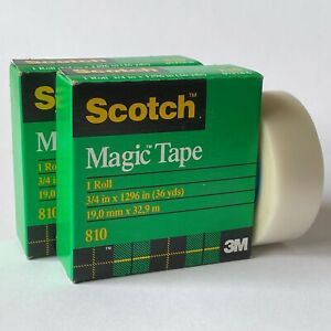 2 Rolls 3M Scotch MAGIC TAPE 810 3/4&#034; x 1296&#034; Inch (36 Yards) 1&#034; Core Refill