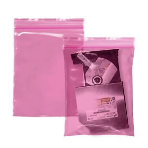 APQ Pack of 100 Pink Anti-Static Seal Top Bags 8 x 10 Zipper Bags 8x10 Ultra 4