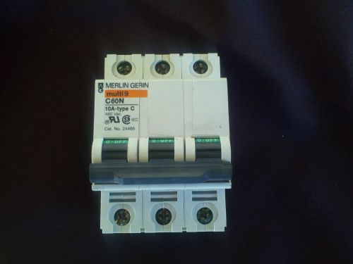 Mg24466 circuit breaker square d  merlin gerin c60n 10a-type c 480vac 3 pole for sale