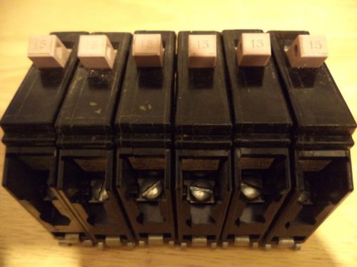 Lot of 6 cutler hammer circuit breakers 1 pole 15 amp ch115 tested free shipping for sale