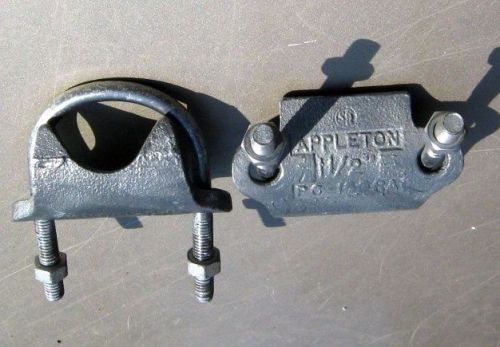 Two new Appleton right angle pipe / conduit clamps 1-1/2&#034; # PO-150RA PC-150RA