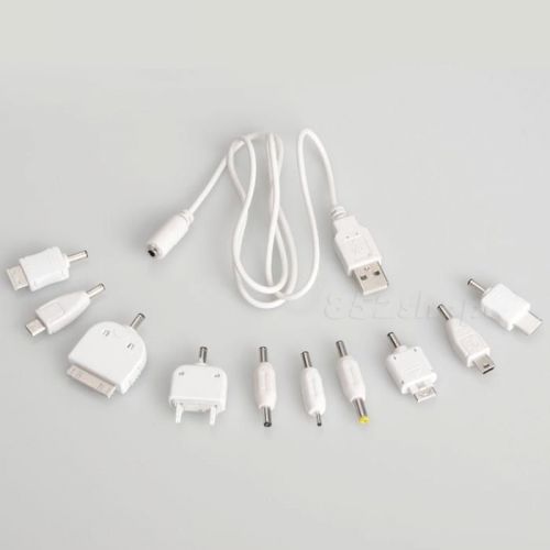 Usb to 10pcs dc power plug charger adapter cable kit for mobile use shps for sale