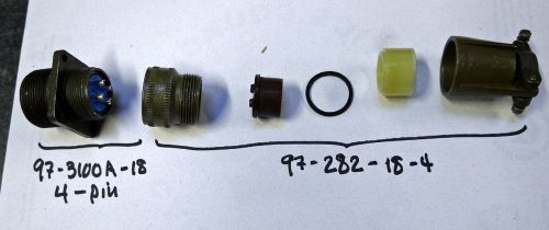 6 amphenol 97-3100a-18-4 ( 4-pin) connectors with cable clamp backshells for sale