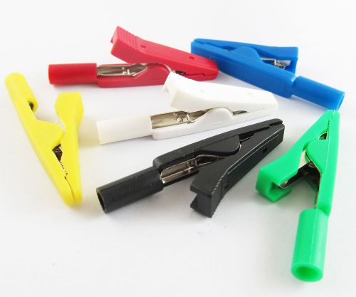 6pcs full insulated alligator clip to 2mm banana female test adapter 6 colors for sale