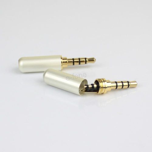 3.5mm 4 pole male repair headphone jack plug metal audio soldering cover white for sale