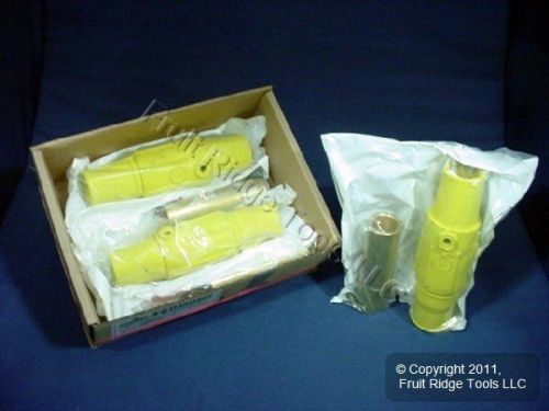 3 Leviton Yellow ECT 17 Series Female Cam-Type Plugs Set Screw 690A 600V 17D24-Y