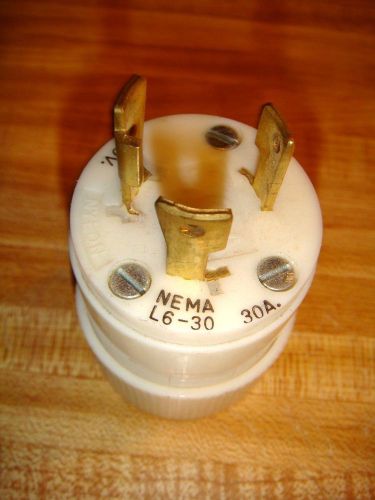 Bryant nema l6-30 twistlock 30 amp, 250 volt male plug made in usa turn and plug for sale