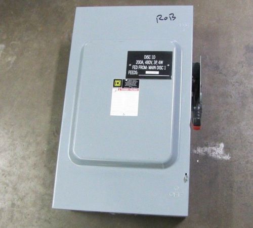 SQUARE D H364N SER. F05 200A 200 A AMP INDOOR FUSIBLE SAFETY DISCONNECT SWITCH