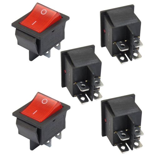 5 x red illuminated light on/off dpst boat rocker switch 16a/250v 20a/125v ac sg for sale