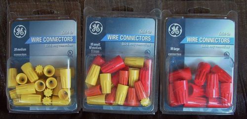 Lot of 3 Packages GE Twist On Wire Connectors Small, Medium &amp; Large         #19