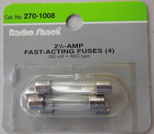Radio Shack 2.5 AMP Fast Acting Fuses 250 Volt AGC Type 270-1008  4 Pack - NEW!