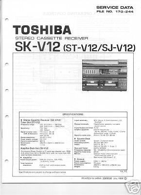 TOSHIBA SK-V12 ST-V12 SJ-V12 SERVICE MANUAL FREE USA SH