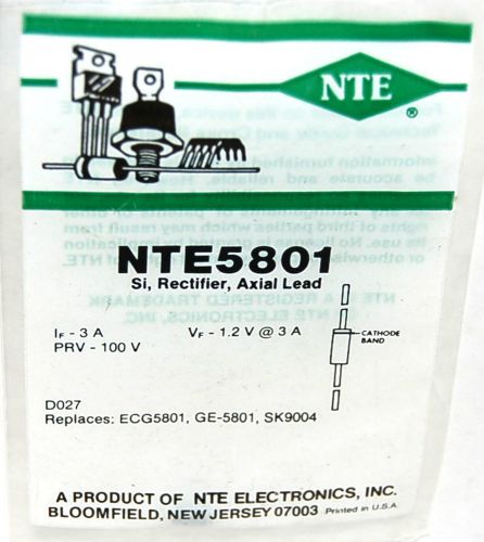 NTE NTE5801 SI RECTIFIER AXIAL LEAD D027 EQUIVALENT to ECG5801 GE5801 SK9004