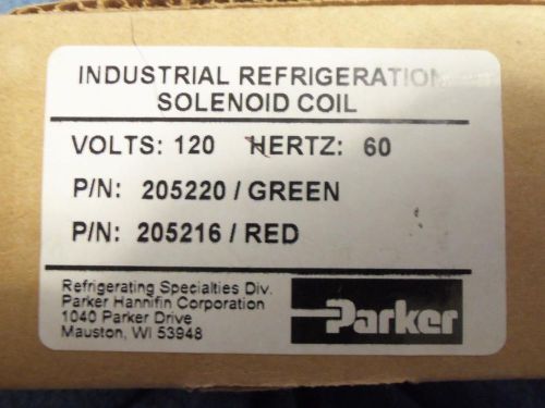 FREE SHIP NOS Parker Refrigeration Solenoid Coil 205220 Green 205216 Red 120 V
