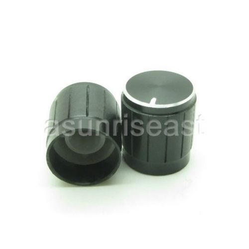 100 x Black Rotary Cap Aluminum Knob for 6mm Knurled Splined Shaft Potentiometer