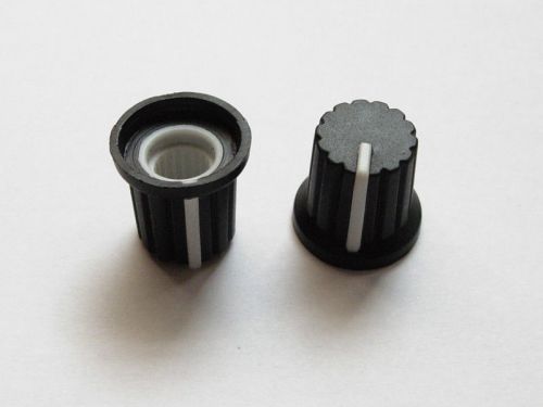 50pcs Plastic Knobs VOLUME TONE CONTROL KNOB 15mmX15mm Black-White