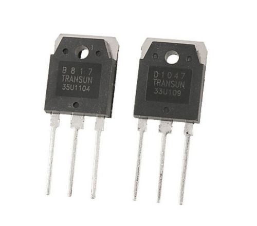 2 Pcs D1047 + B817 200V 12A Silicon Amp Power Transistors
