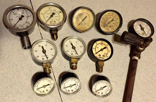 Lot of 11 vintage psi gauges marsh ashcroft bar german steampunk art decoration for sale