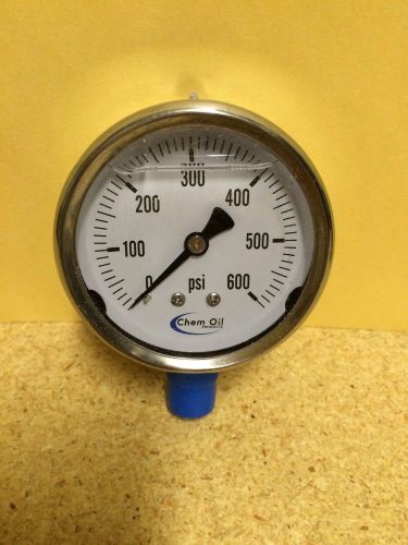 Chem oil 2.5&#034; oil filled pressure gauge 0-600psi free shipping for sale