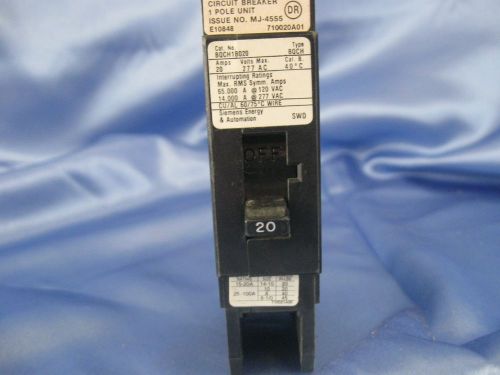 Siemens Circuit Breaker (BQCH1B020) 277 VAC  20 AMPS  1 POLE, Used