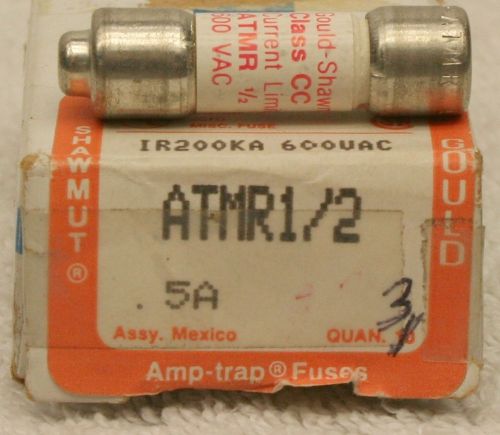 Gould Shawmut ATMR1/2 Amp-trap Fuses .5A Box of 3 **NEW**