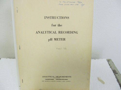 Analytical Measurements 3R Analytical Recording pH Meter Instructions