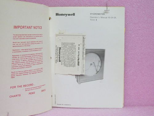 Honeywell Manual Recording Hygrometer Instruction Manual (1977)