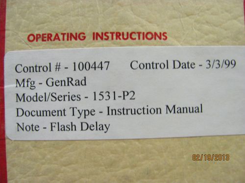GENERAL RADIO MODEL 1531-P2: Flash Delay - Instruction Manual w/schematic