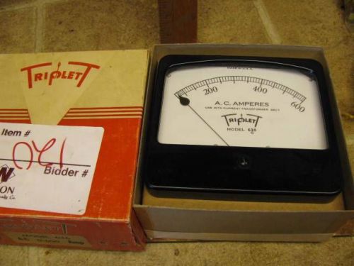 Nos in box triplett 636 0-600 ac amperes panel gauge meter amp for sale