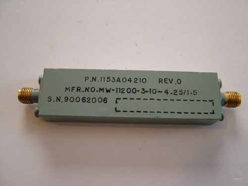 RF FILTER CF 4.25GHz BW 1.7GHz SMA MW-11200-3-10-4.25/1.5 INV2