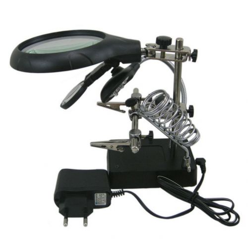 2.5X 7.5X 10X Helping Hand Clip LED Magnifying Magnifier Clamp Soldering Stand