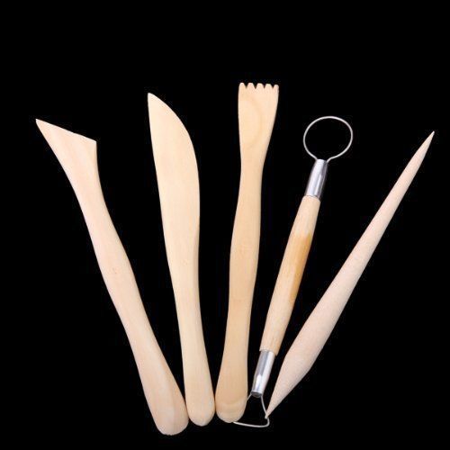5pcs Wood Pottery POLYMER CLAY PMC Sculpture Carving Tool Set